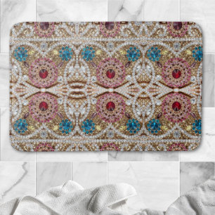turquoise blue silver gold burgundy pink bohemian bath mat
