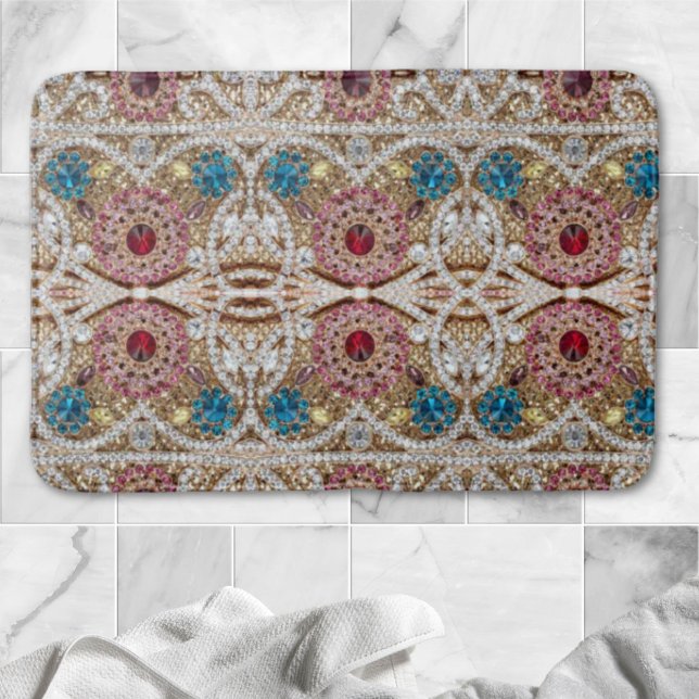 turquoise blue silver gold burgundy pink bohemian bath mat (turquoise blue silver gold burgundy pink bohemian bath mat)