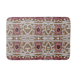 turquoise blue silver gold burgundy pink bohemian bath mat