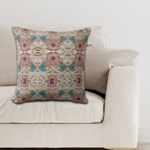 turquoise blue silver gold burgundy pink bohemian cushion