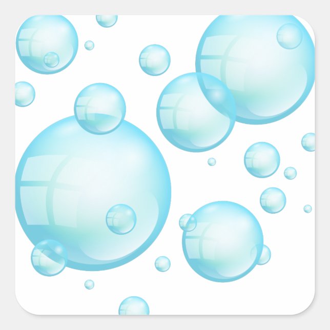 Turquoise Blue Soapy Shampoo Air Bubbles Square Sticker (Front)