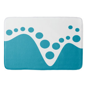 Turquoise Blue soft wave and bubbles Bath Mat