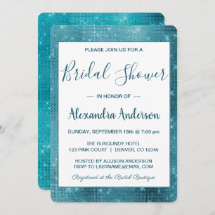 Turquoise Blue Sparkle Bridal Shower Invitation