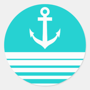 Turquoise blue stickers with ship anchor