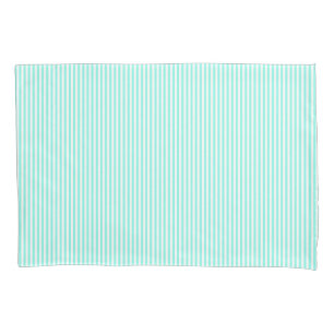 Turquoise Blue Stripes Coastal Pillowcase