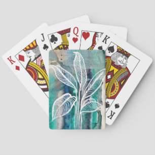 Turquoise Blue & Teal Modern Botanical Watercolor Playing Cards
