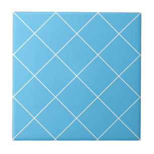 Turquoise Blue Thin Diamond Grid Tile