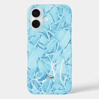 Turquoise Blue To Monogram iPhone 16 Case