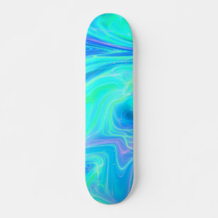 Turquoise Blue Tropical Abstract Skateboard