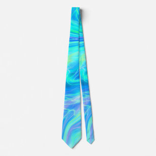 Turquoise Blue Tropical Abstract Tie