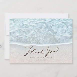 Turquoise Blue Tropical Ocean Beach Wedding Thank You Card