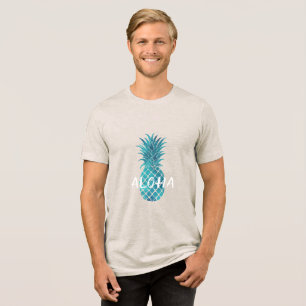 Turquoise Blue Tropical Pineapple Aloha Tri-Blend Shirt