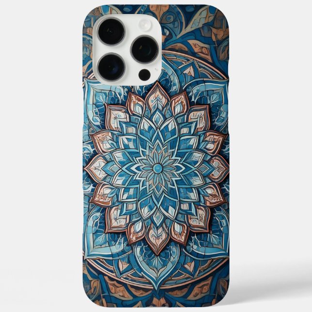 Turquoise Blue Turkish Mandala Pattern Case-Mate iPhone Case (Back)