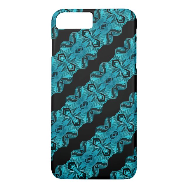 Turquoise Blue Unique Pattern/Stripes Case-Mate iPhone Case (Back)