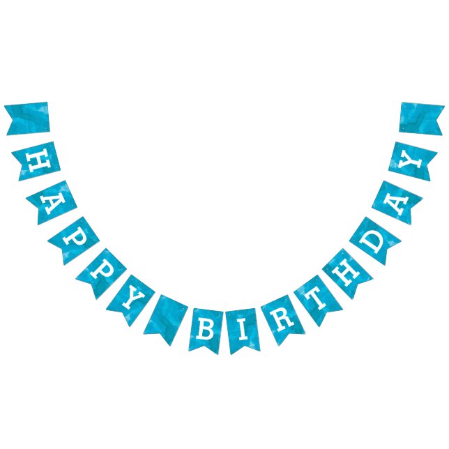 Turquoise Blue Watercolor Happy Birthday Bunting (All)