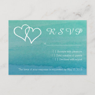 Turquoise blue watercolor RSVP beach wedding cards