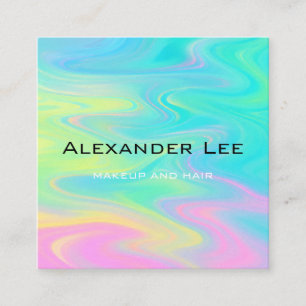 Turquoise Blue Watercolor Texture Square Business  Card