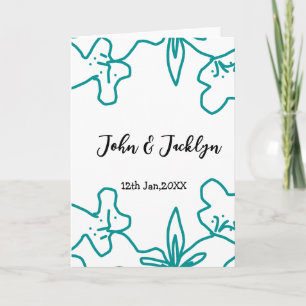 Turquoise blue wedding couple name date flstylish card