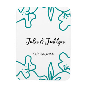 Turquoise blue wedding couple name date flstylish magnet