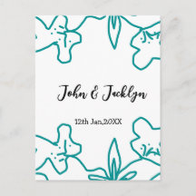 Turquoise blue wedding couple name date flstylish 