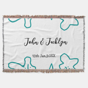 Turquoise blue wedding couple name date flstylish  throw blanket