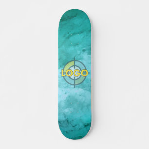 Turquoise Blue White Marble Chill Vibes Skateboard