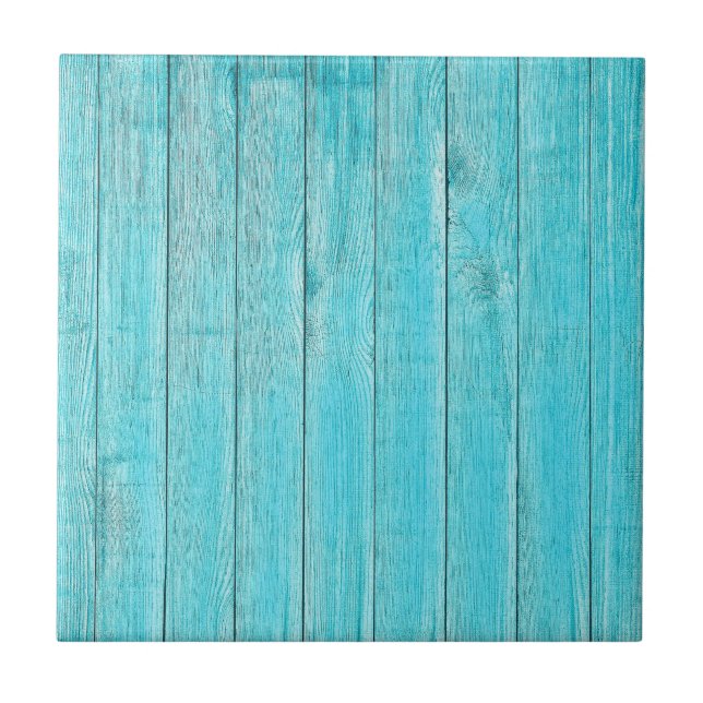 Turquoise Blue Wood Wall Texture Ceramic Tile (Front)