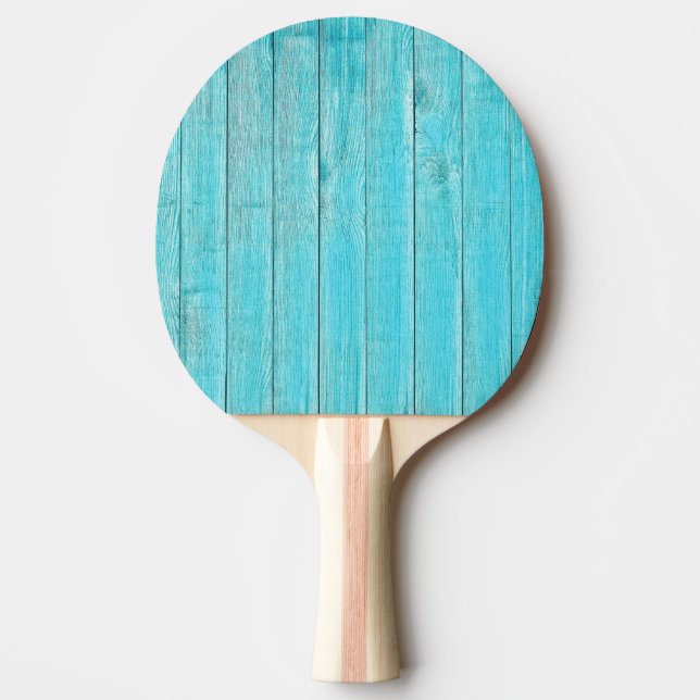 Turquoise Blue Wood Wall Texture Ping Pong Paddle (Front)