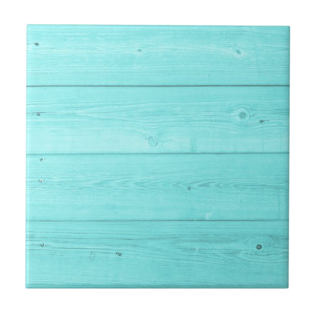 Turquoise blue wooden grain panel custom square ceramic tile (Front)