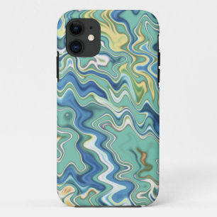Turquoise Blue Yellow Chic Unique Pattern iPhone 11 Case