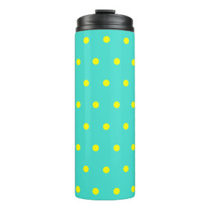 Turquoise Blue Yellow Polka Dots Thermal Tumbler