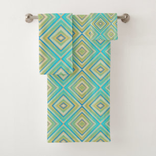 Turquoise Blues Alternative Diamond Pattern Bath Towel Set