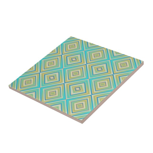 Turquoise Blues Alternative Diamond Pattern  Ceramic Tile (Side)