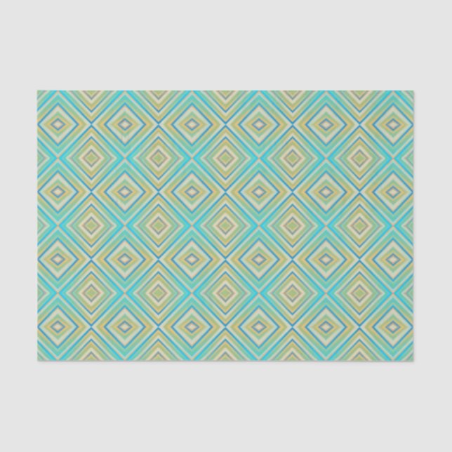 Turquoise Blues Alternative Diamond Pattern Tissue Paper (Front)