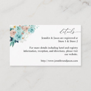 Turquoise & Blush Pink Floral Enclosure Card