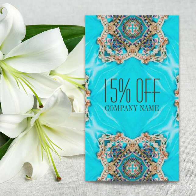 turquoise bohemian henna Pattern Yoga Instructor Discount Card (turquoise bohemian henna Pattern Yoga Instructor Discount Card)
