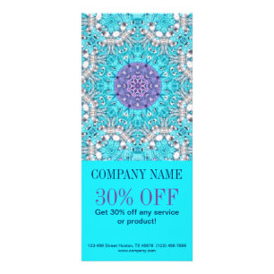 turquoise bohemian henna Pattern Yoga Instructor Rack Card