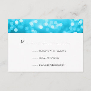 Turquoise Bokeh Lights Elegant Wedding RSVP Card