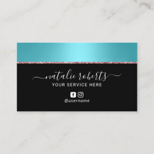 Turquoise Border Makeup Artist Hair Stylist Salon Business Card