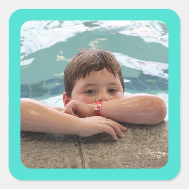 Turquoise Border Photo Sticker (Front)