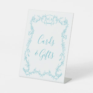 Turquoise Botanical Wedding Cards and Gifts Pedestal Sign
