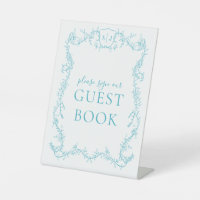 Turquoise Botanical Wedding Guest Book