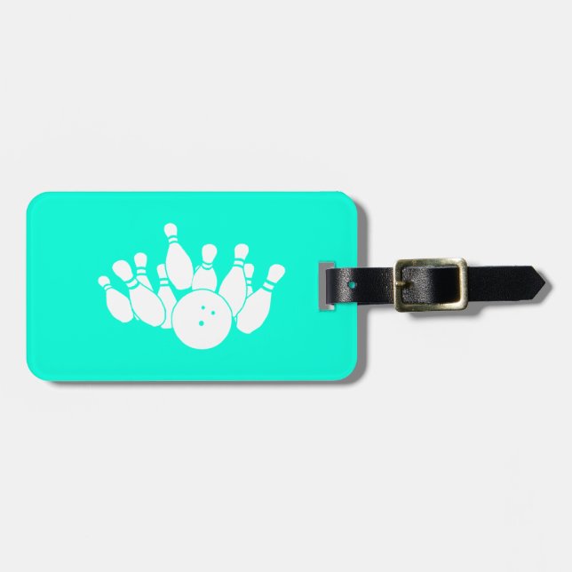 Turquoise Bowling Bag Tag (Front Horizontal)
