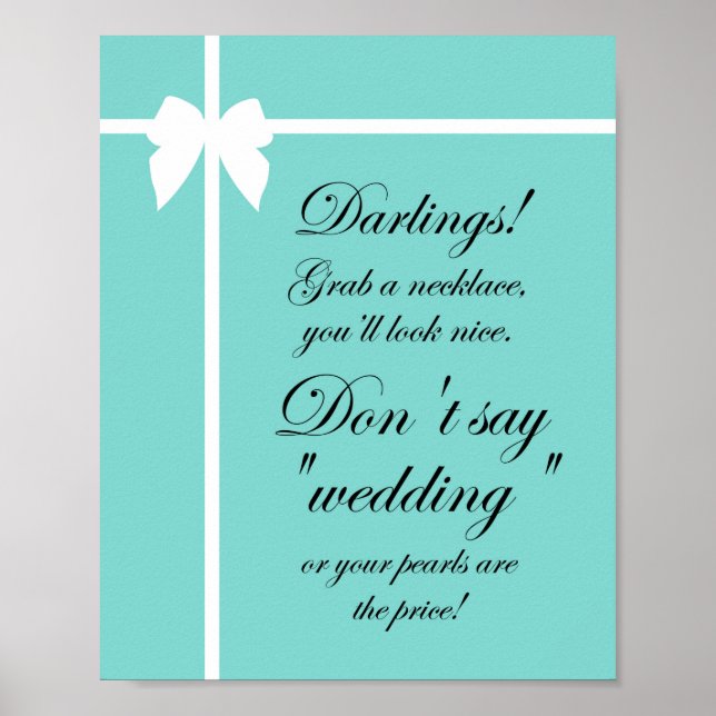 Turquoise Bridal Shower Game Sign Aqua (Front)