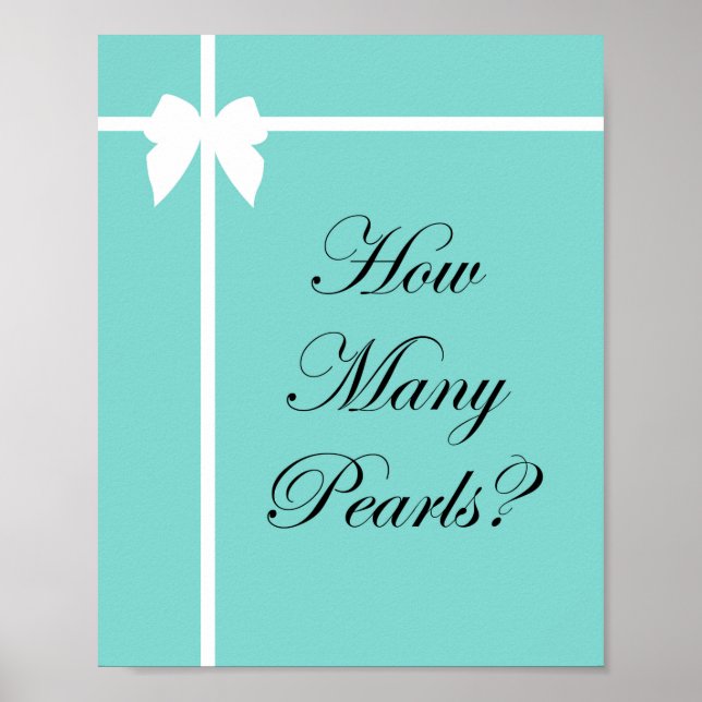 Turquoise Bridal Shower Game Sign Aqua (Front)