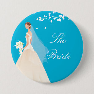 Turquoise Bride Bridal Party  Button