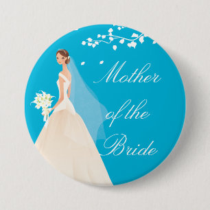 Turquoise Bride MOB Bridal Party  Button