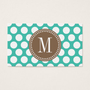 Turquoise & Brown   Big Polka Dots Monogrammed