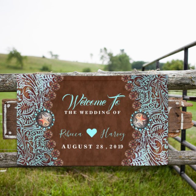 turquoise brown cowboy country western wedding banner (turquoise brown cowboy country western wedding banner)