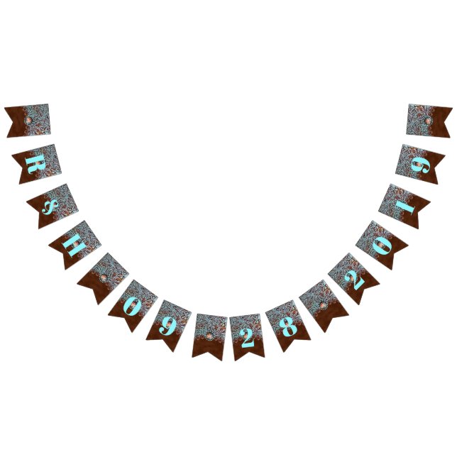 turquoise brown cowboy country western wedding bunting  (All)